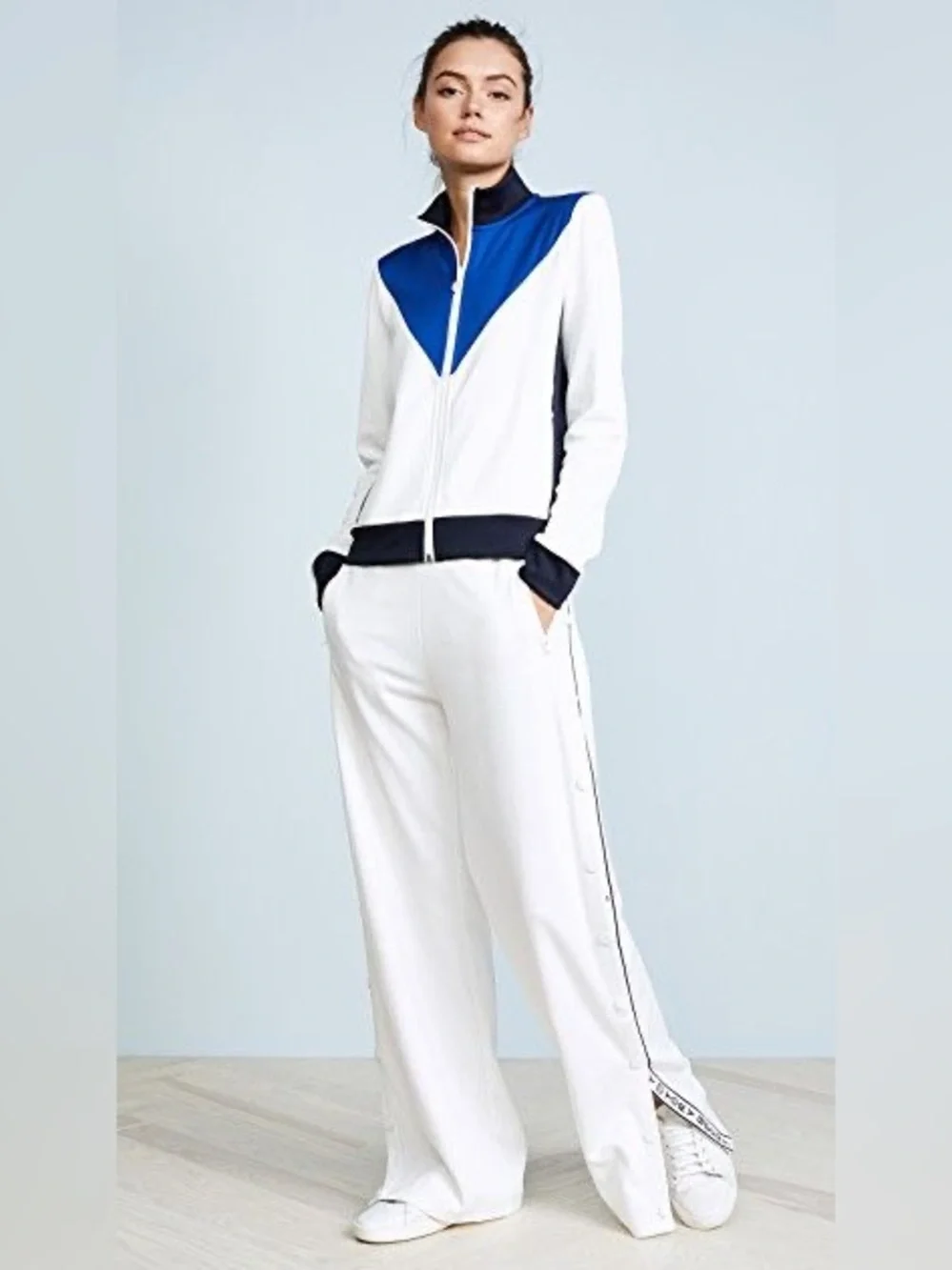 Tory Burch White & Royal Blue Women's Track Jacket NWOT
